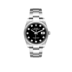 Datejust 36mm Steel White Gold Black Diamond Dial Mens Watch 126234