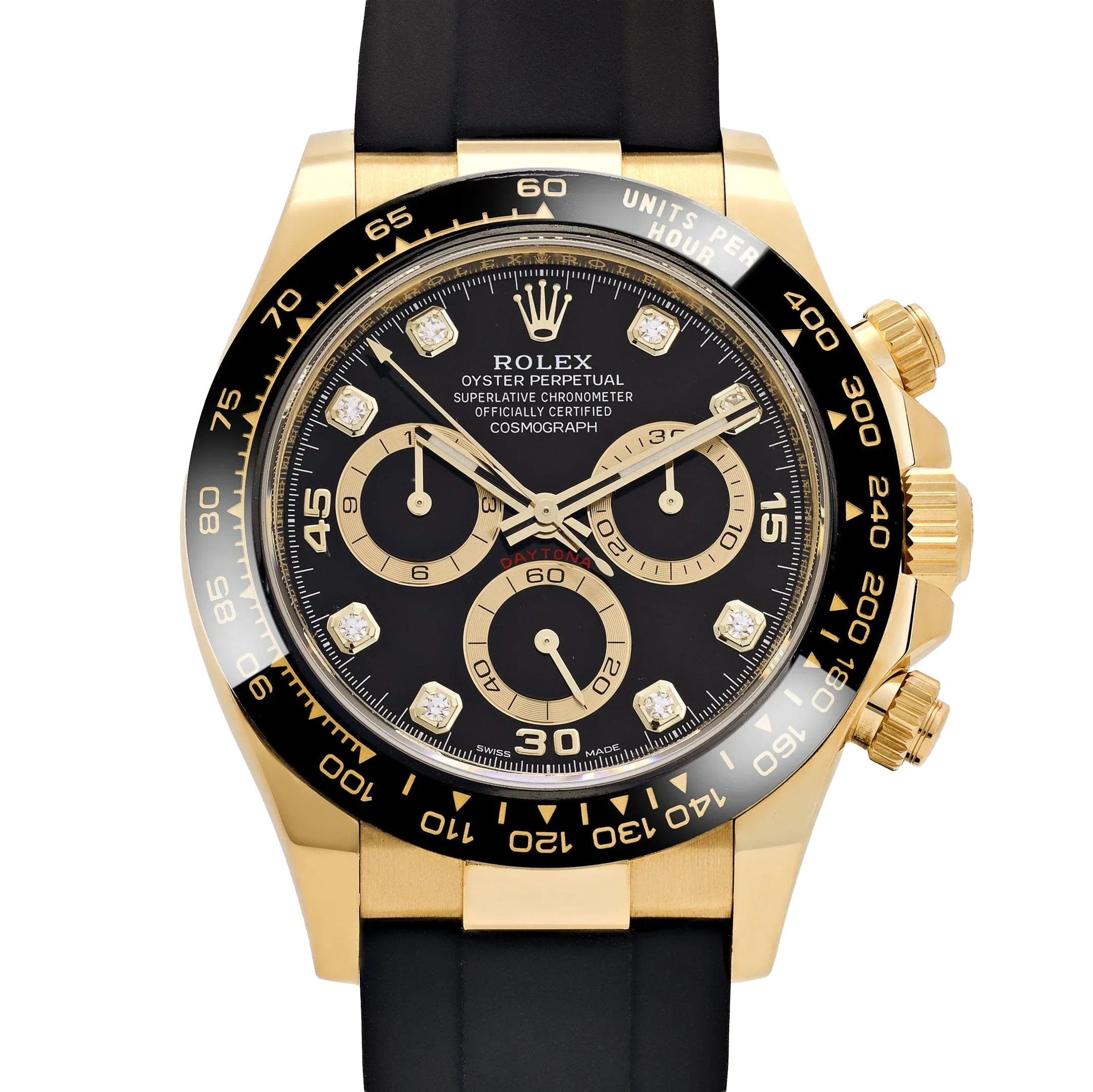 Daytona 40mm Yellow Gold Black Diamond Dial 116518LN