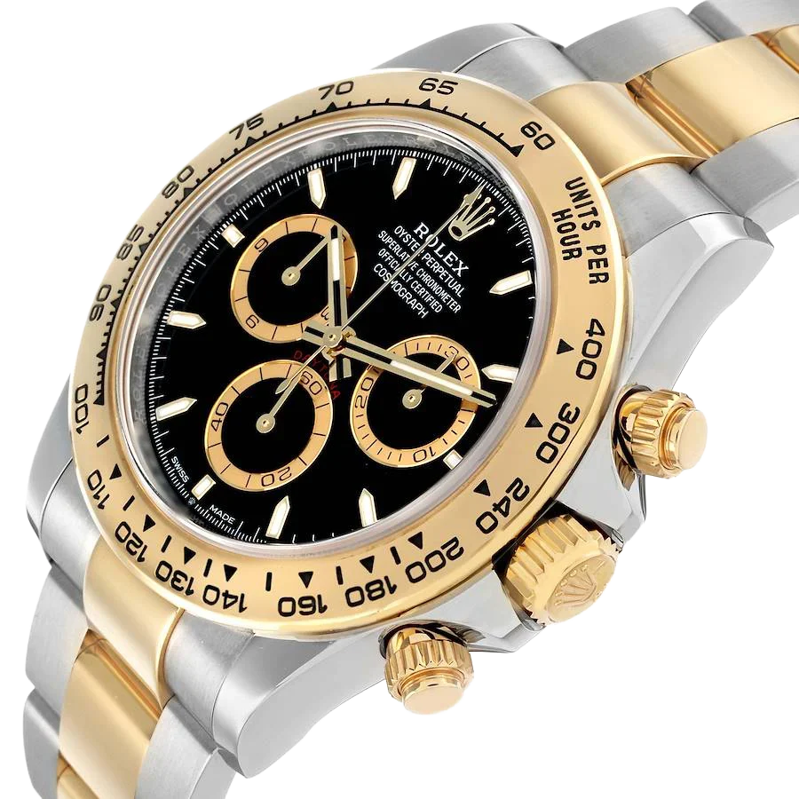 Daytona 40mm Steel Yellow Gold Black Dial Mens Watch 126503