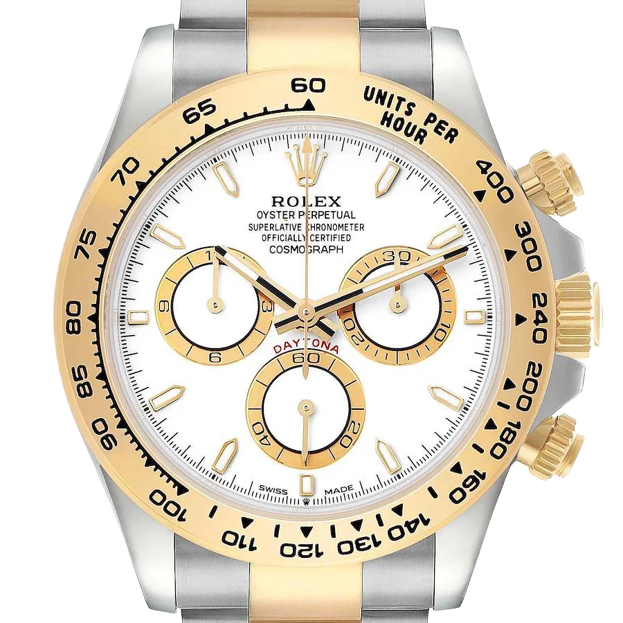 Daytona 40mm Steel Yellow Gold White Dial Mens Watch 126503