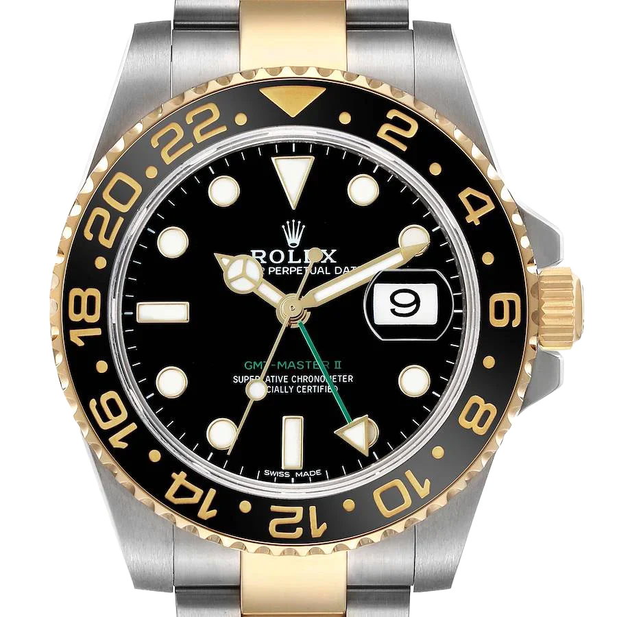 GMT Master II 40mm Steel Yellow Gold Mens Watch 116713