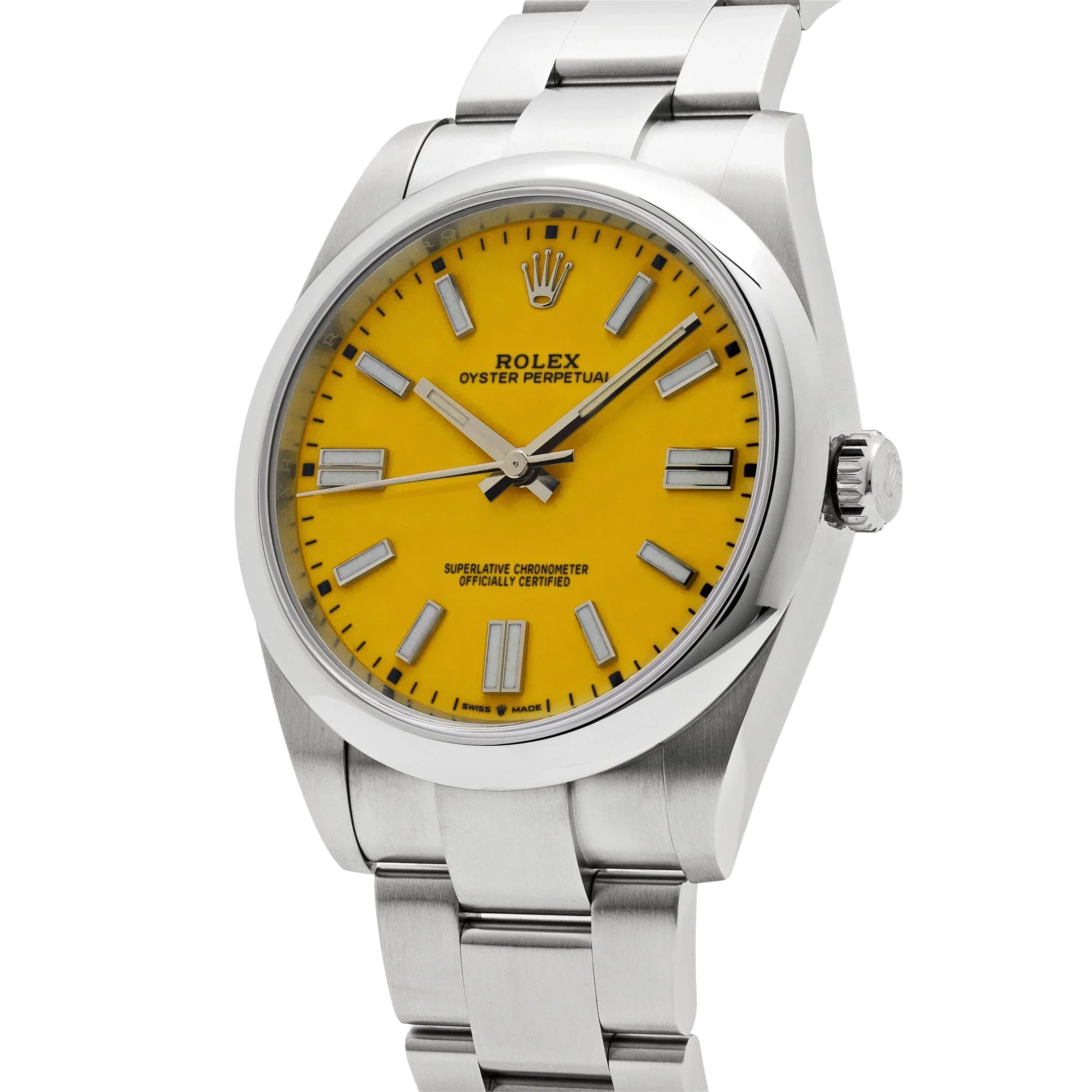 Oyster Perpetual 41mm Stainless Steel Yellow Dial Men Watch 124300-0004