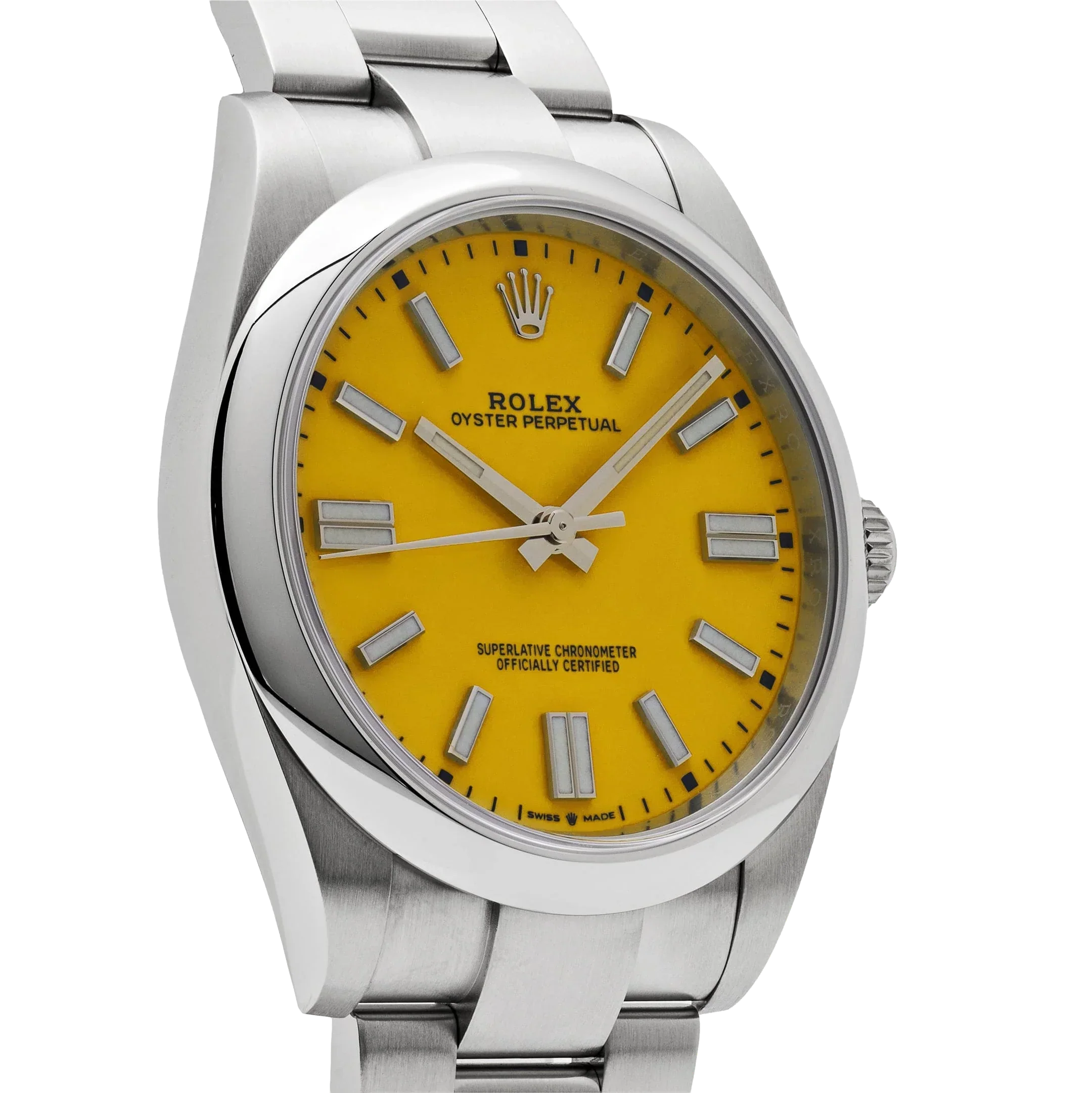 Oyster Perpetual 41mm Stainless Steel Yellow Dial Men Watch 124300-0004