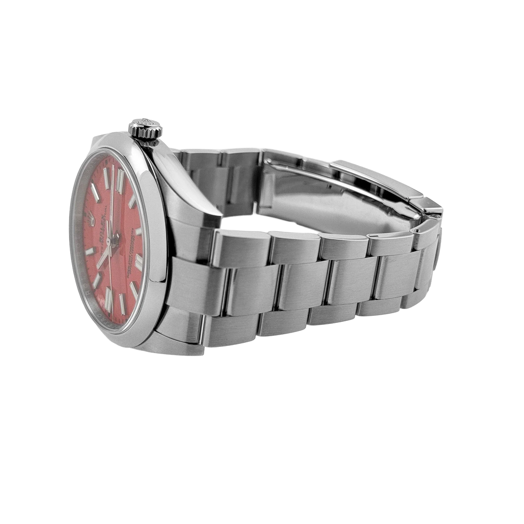 Oyster Perpetual 41mm Stainless Steel Coral Red Dial 124300 - 0007