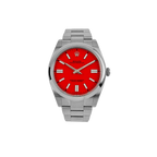Oyster Perpetual 41mm Stainless Steel Coral Red Dial 124300 - 0007