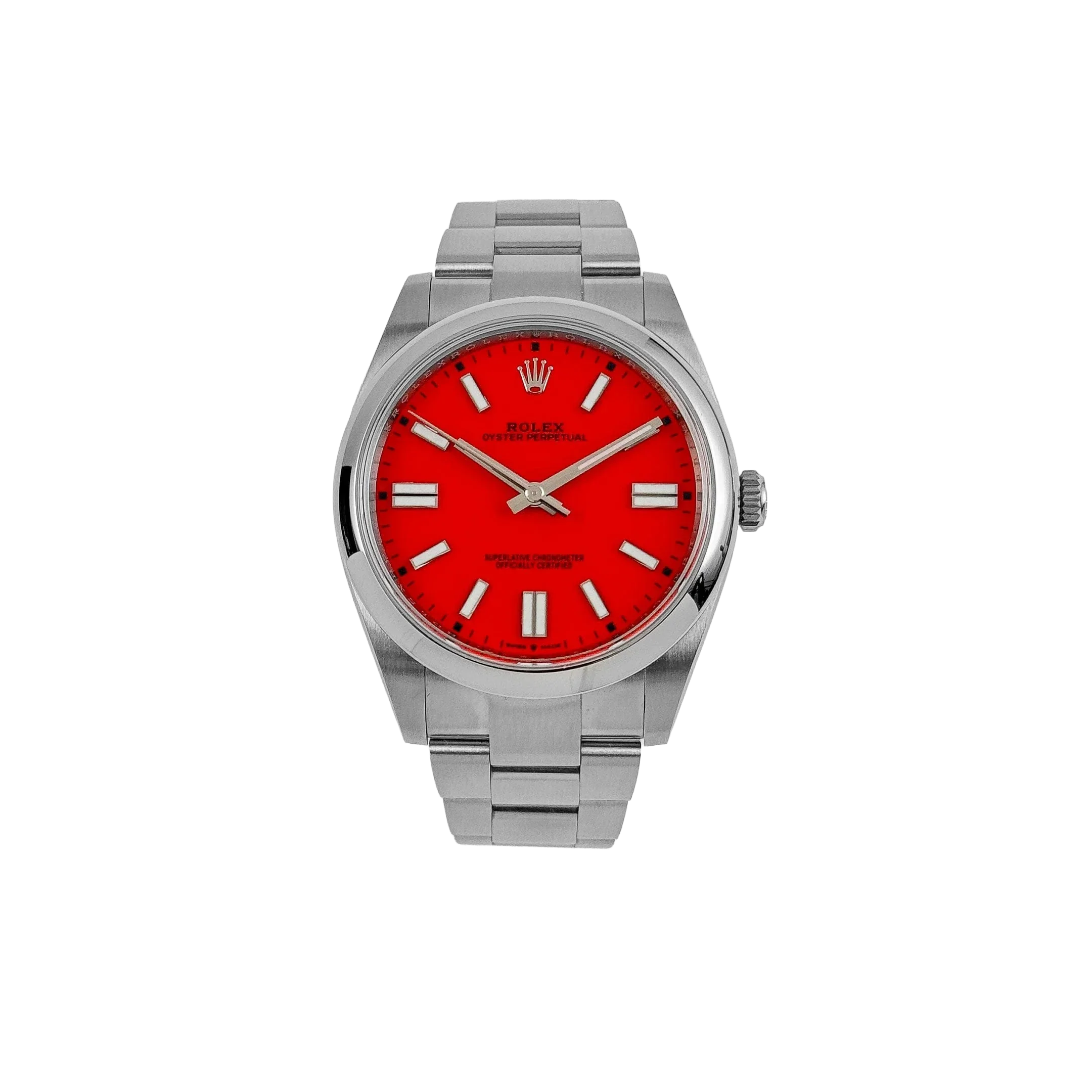 Oyster Perpetual 41mm Stainless Steel Coral Red Dial 124300 - 0007