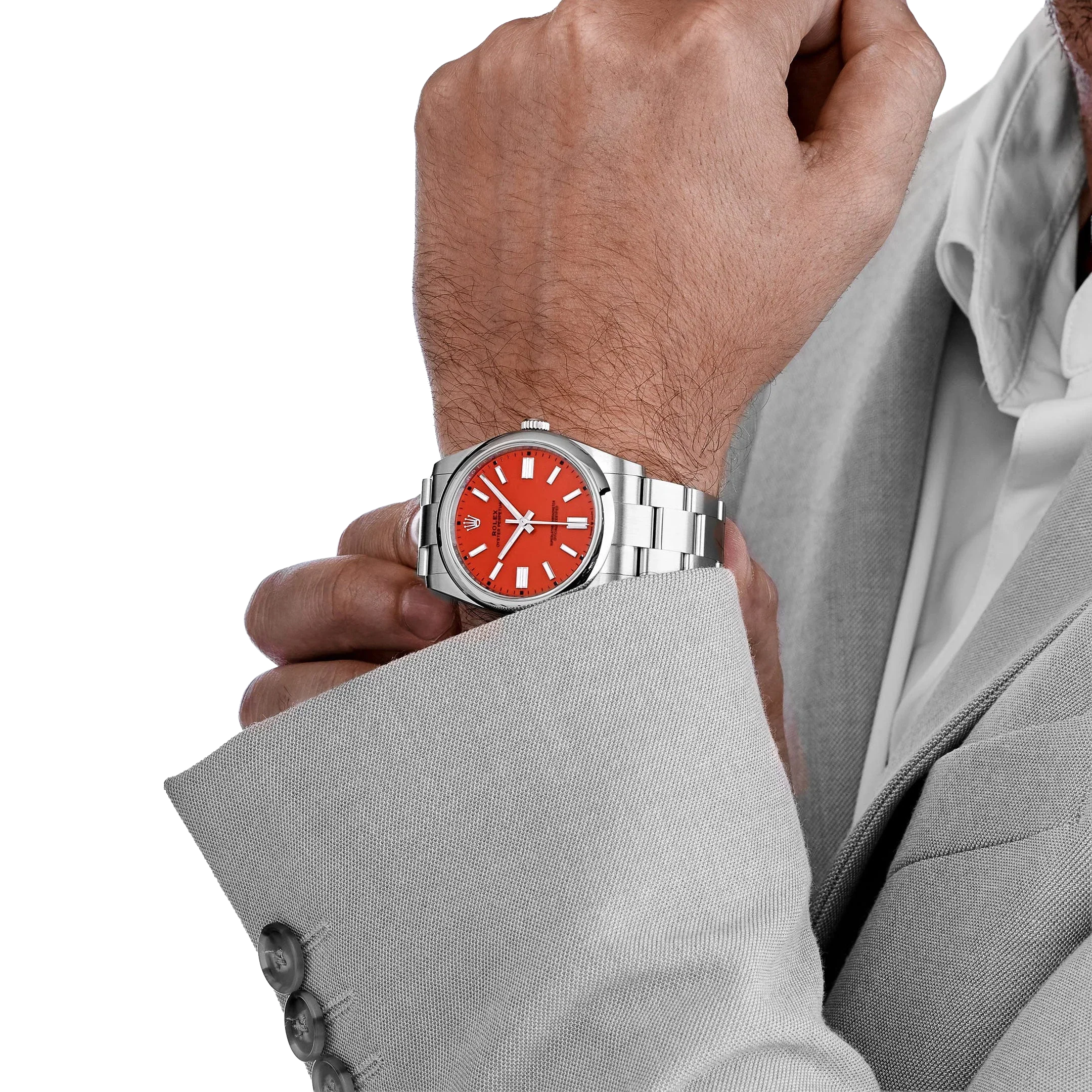Oyster Perpetual 41mm Stainless Steel Coral Red Dial 124300 - 0007