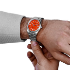 Oyster Perpetual 41mm Stainless Steel Coral Red Dial 124300 - 0007
