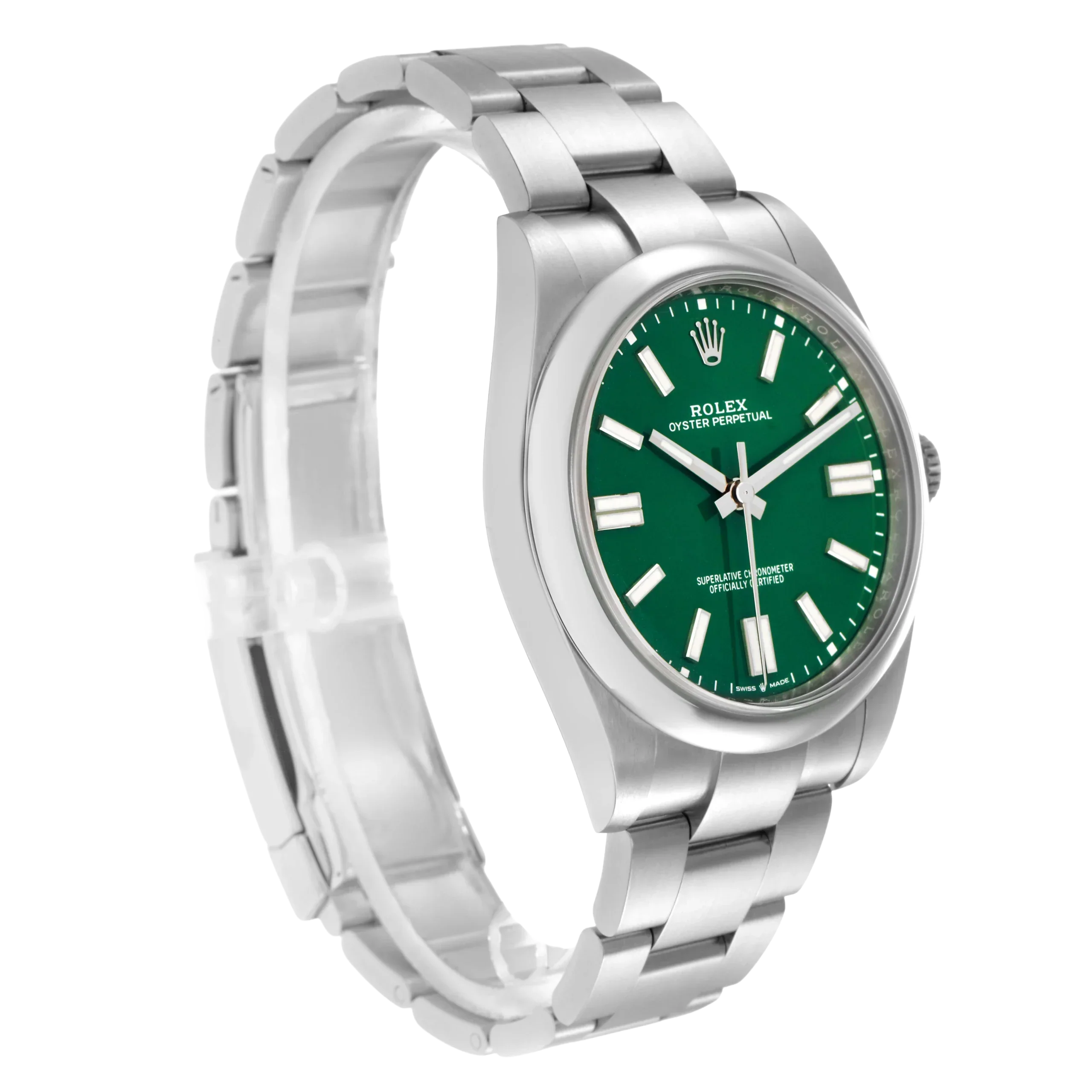 Oyster Perpetual 41mm Green Dial Steel Mens Watch 124300