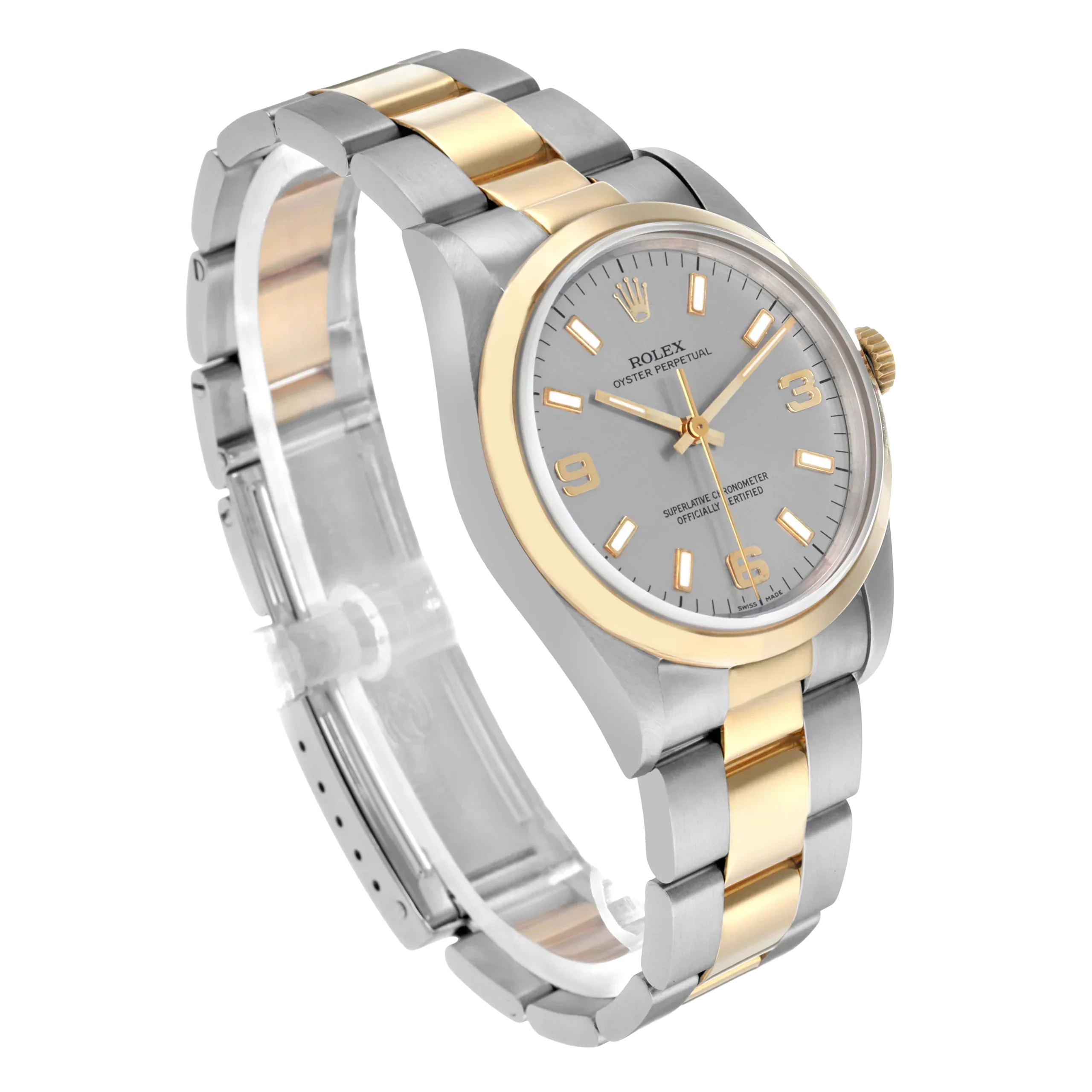 Oyster Perpetual 34mm Steel Yellow Gold Slate Dial Mens Watch 14203