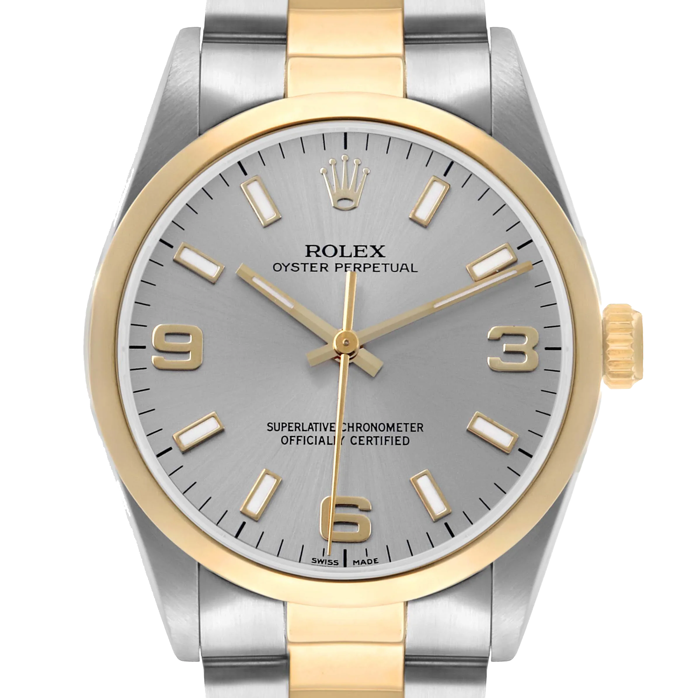 Oyster Perpetual 34mm Steel Yellow Gold Slate Dial Mens Watch 14203