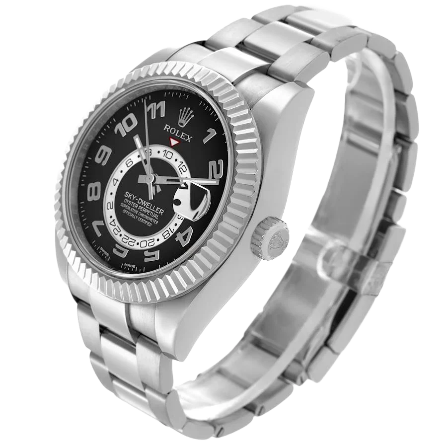 Sky-Dweller 42mm White Gold Black Dial Mens Watch 326939