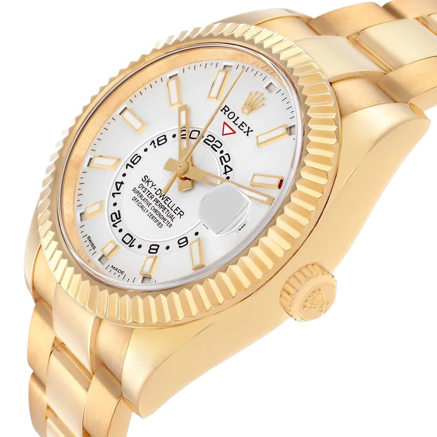 Sky-Dweller 42mm Yellow Gold White Dial Automatic Mens Watch 326938