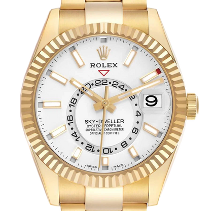 Sky-Dweller 42mm Yellow Gold White Dial Automatic Mens Watch 326938