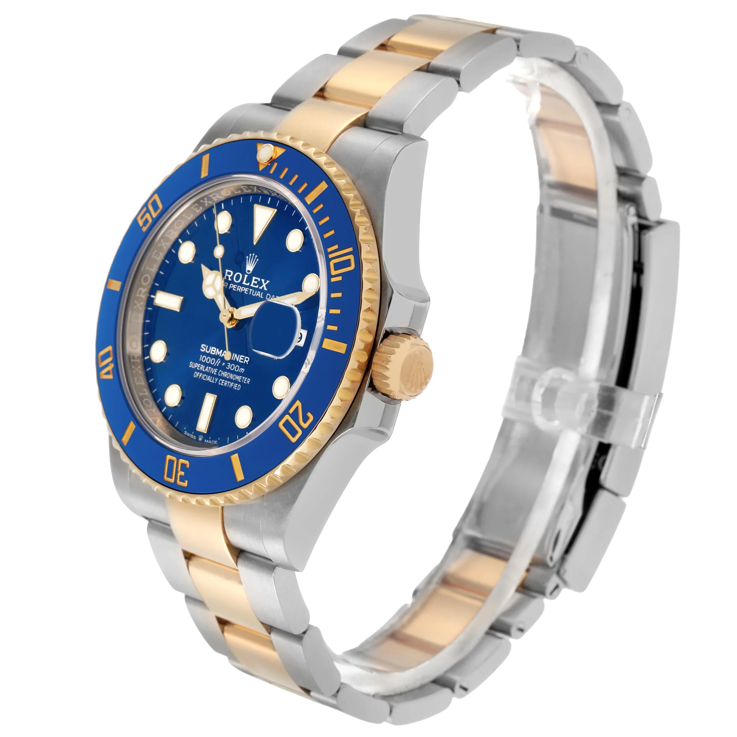 Submariner 41mm Steel Yellow Gold Blue Dial Mens Watch 126613