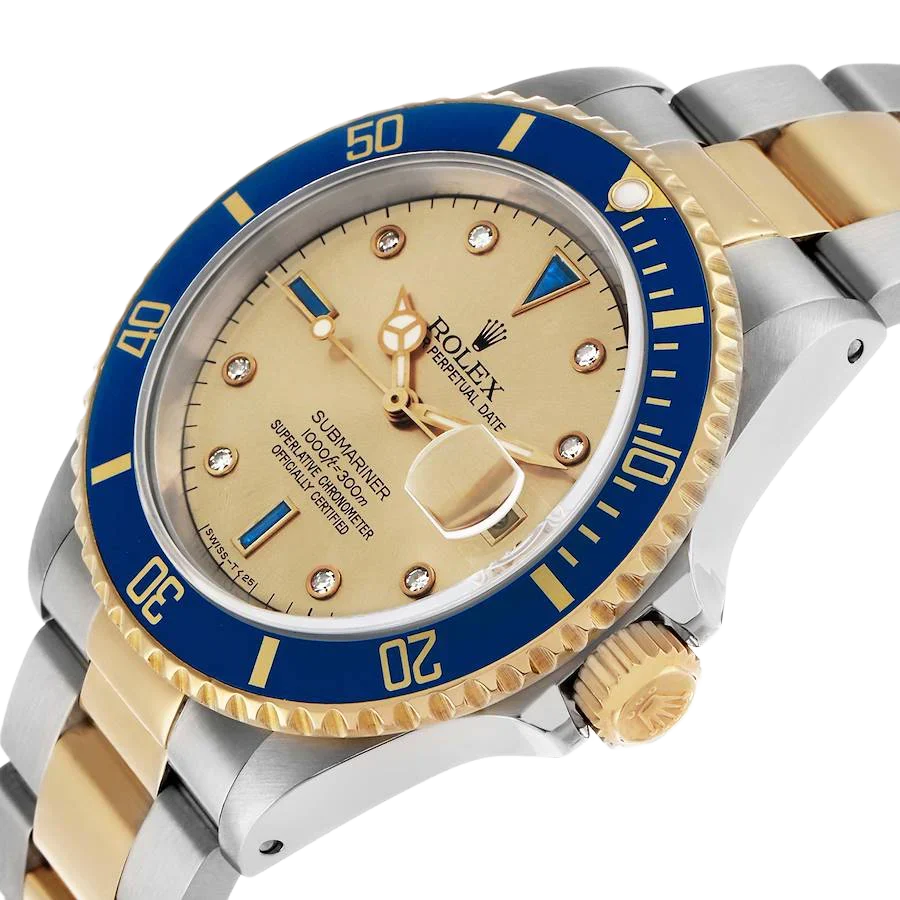 Submariner Steel Yellow Gold 40mm Diamond Serti Mens Watch 16613