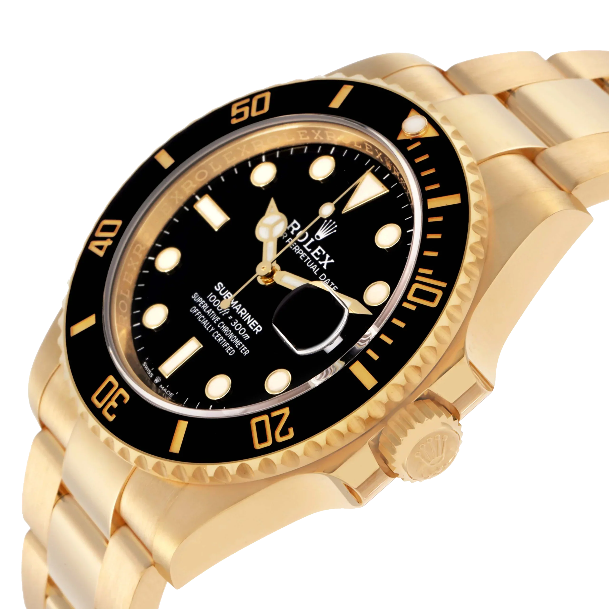Submariner 41mm Yellow Gold Black Dial Bezel Mens Watch 126618