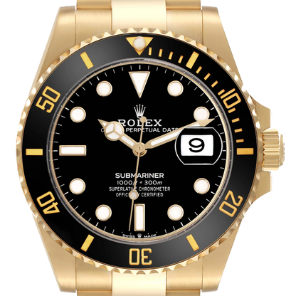 Submariner 41mm Yellow Gold Black Dial Bezel Mens Watch 126618
