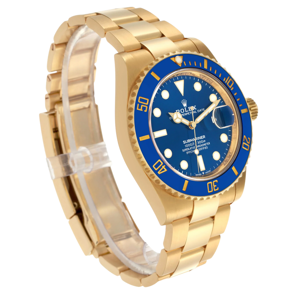 Submariner 41mm Yellow Gold Blue Dial Bezel Mens Watch 126618