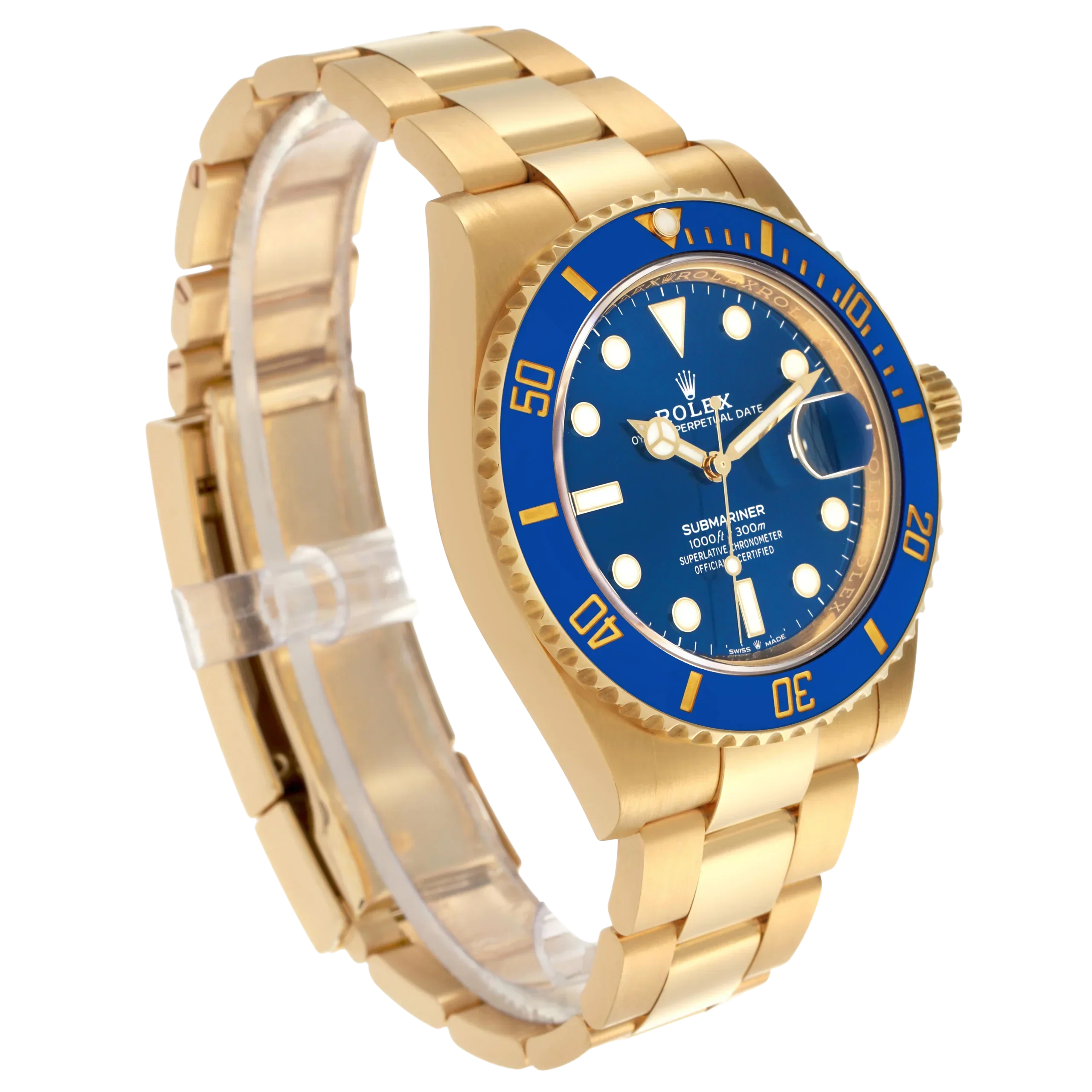 Submariner 41mm Yellow Gold Blue Dial Bezel Mens Watch 126618