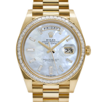 Day-Date 40 228398TBR Yellow Gold Mother of Pearl Diamond Baguette Dial and Bezel