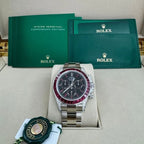 Daytona 126599TRU White Gold Diamond Black Dial Ruby Bezel