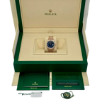 Day-Date 36mm 128345RBR Rose Gold Diamond Bezel Blue-Green Baguette Marker Dial