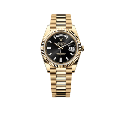 President Day-Date 40mm Black Dial Yellow Gold Diamond Mens Watch 228238